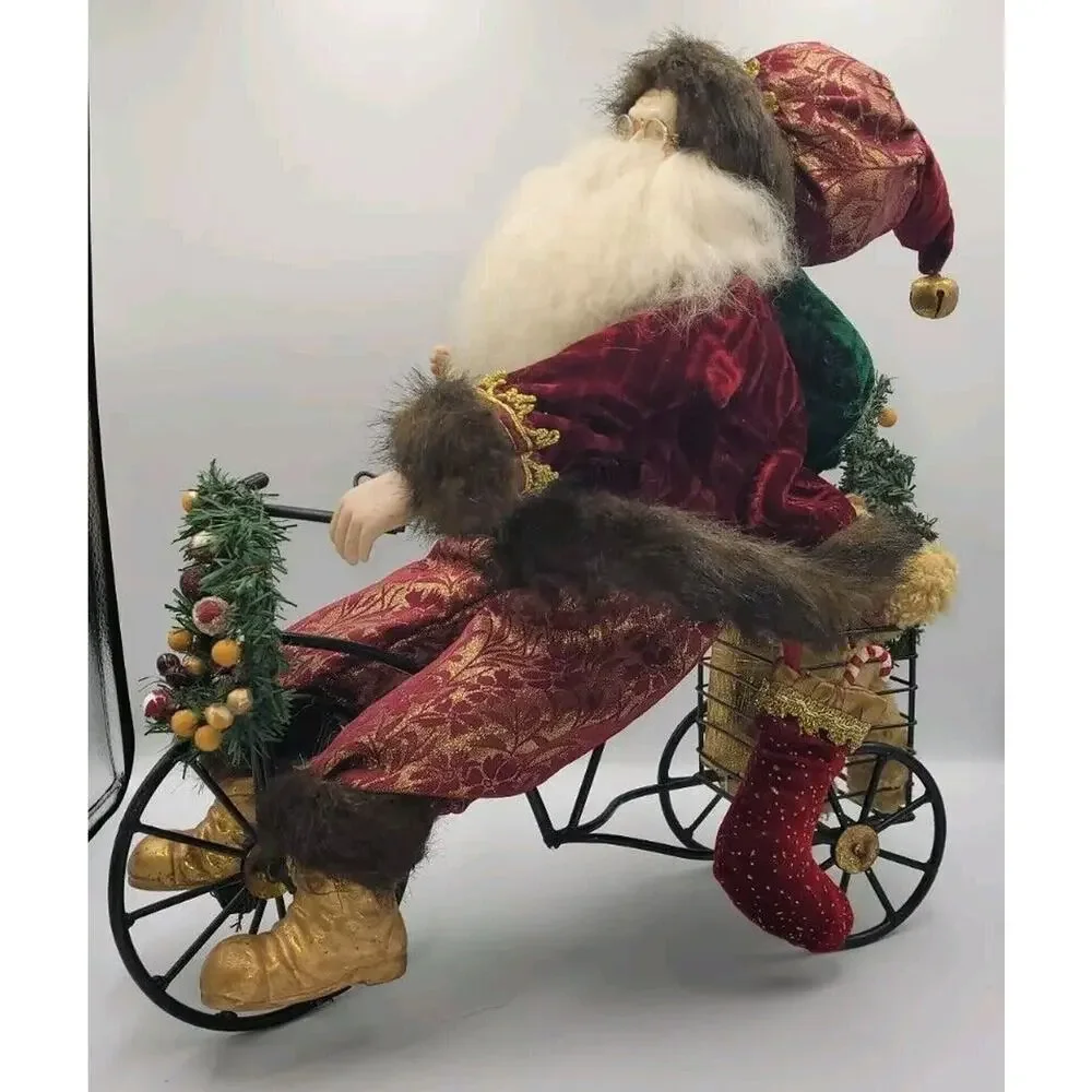 Vintage Large Porcelain Face Santa Claus Riding Tricycle Presents 16